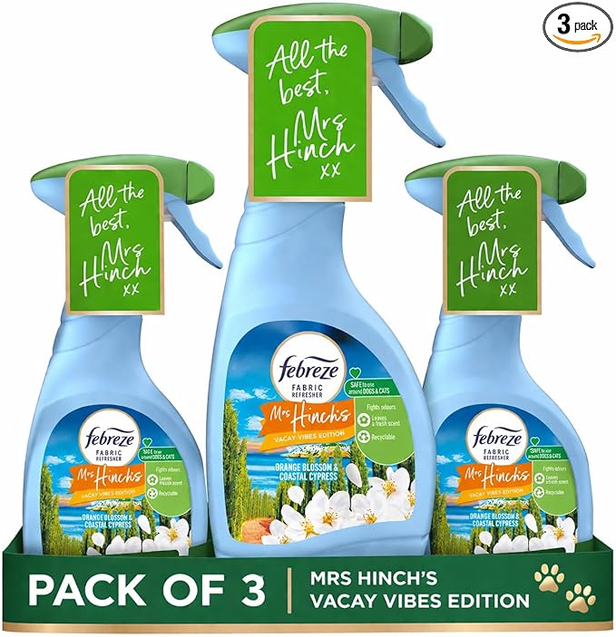 Febreze FABRIC Freshener Spray ORANGE BLOSSOM and Coastal Cypress Scent, 3 x 500ml, Odour Eliminator for Hard to Wash Fabrics by Krishna Stores Ltd