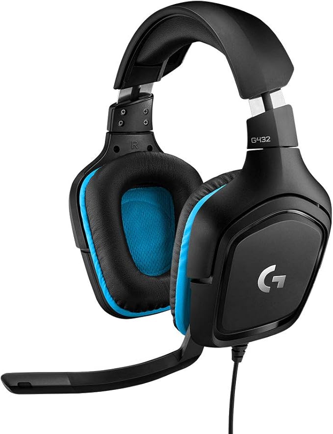 Logitech G432 Wired Gaming Headset, 7.1 Surround Sound, DTS Headphone:X 2.0, 50 mm Audio Drivers, USB and 3.5 mm Audio Jack, Flip-to-Mute Mic, Lightweight, PC/Mac/Xbox One/PS4/Nintendo Switch - Black
