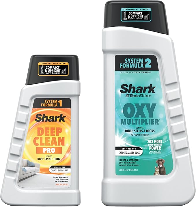 Shark PXCMBUNDLE StainStriker Complete Bundle for Shark StainStriker portable cleaners, for carpets & area rugs, instantly eliminates odors, 32oz OXY Multiplier and 16oz Deep Clean Pro